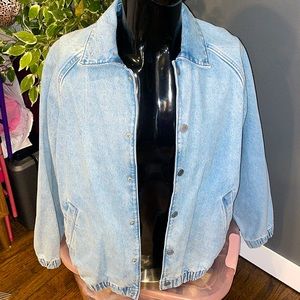 Zara Denim Bomber Jacket Size Large Unisex